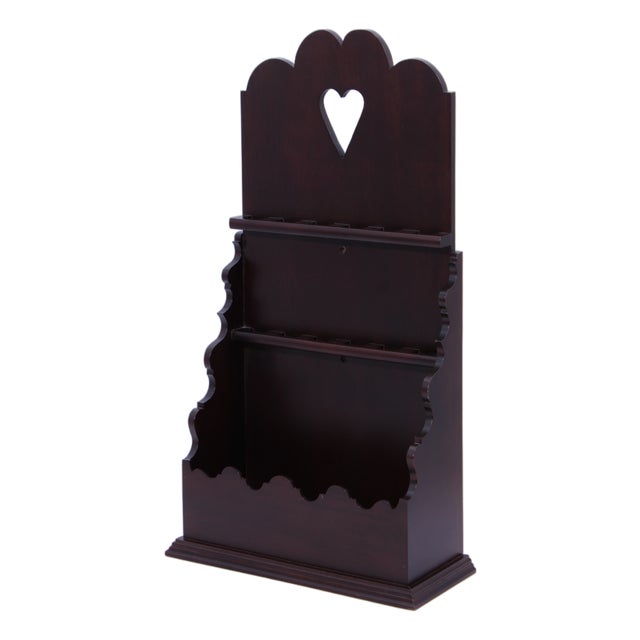 1980s Virginia Metalcrafters Colonial Williamsburg Mahogany Spoon Display Rack For Sale