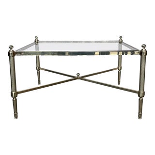Mid-Century Double Tray Bronze & Glass Coffee Table in Maison Jansen Style For Sale