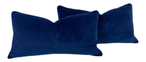 Early 21st Century Navy Blue Velvet Pillows- a Pair