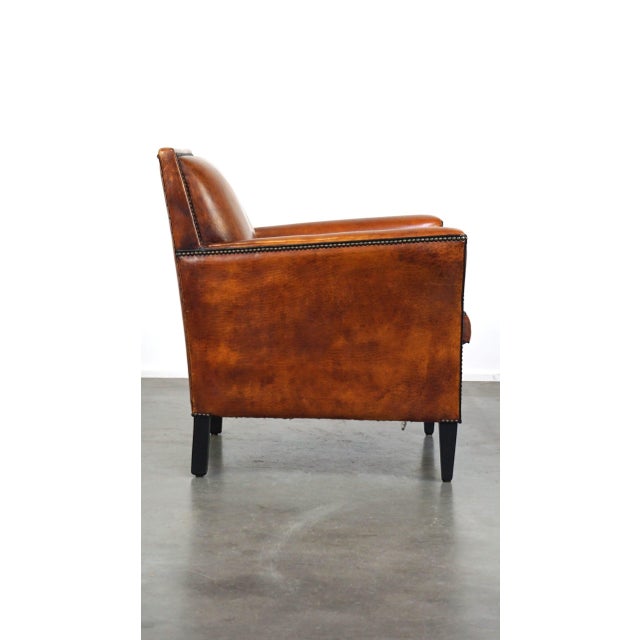 Art Deco Club Chair in Sheepskin Leather For Sale - Image 3 of 18