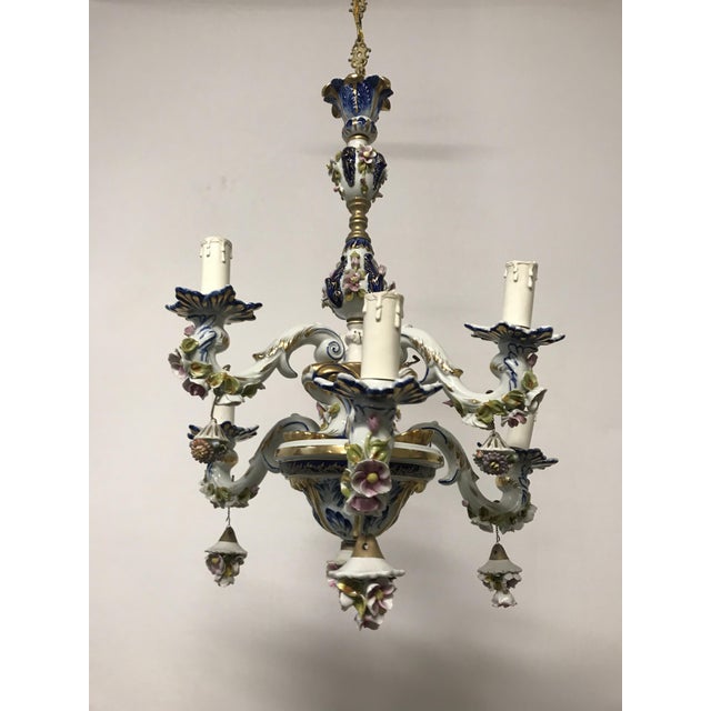 Vintage French Porcelain Flower Chandelier For Sale - Image 8 of 18