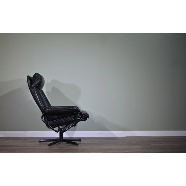 Metal Norwegian Leather Swivel Chair from Skoghaug, 1960s For Sale - Image 7 of 12