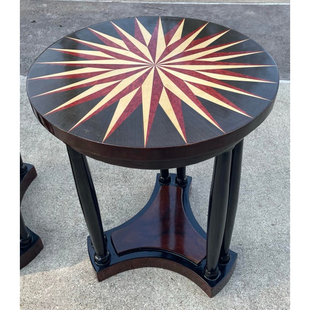 Vintage European Art Deco Tiger Wood Side Tables - a Pair | Chairish