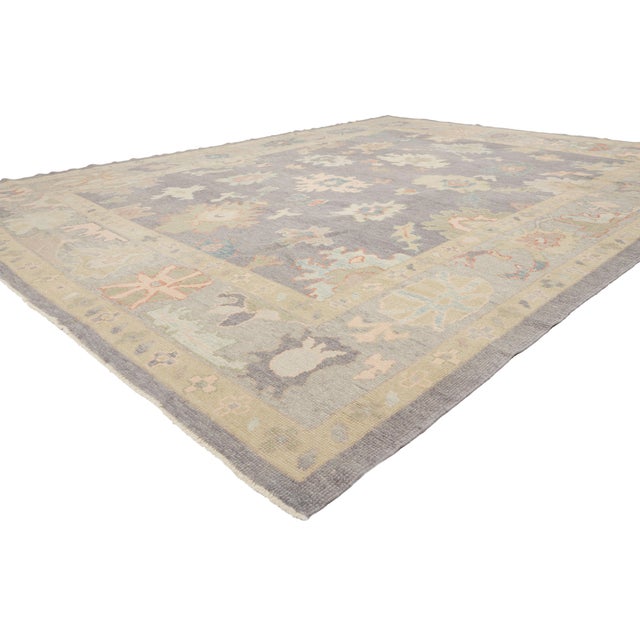 52944 Contemporary Turkish Oushak Rug, 09'02 x 11'10. The Botanical Reverie: A Contemporary Turkish Oushak Masterpiece of...