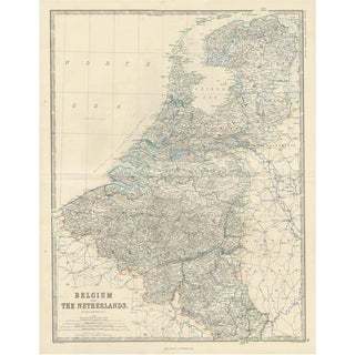 Antique Map of Belgium and the Netherlands by A.K. Johnston, 1865 For Sale