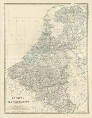 Antique Map of Belgium and the Netherlands by A.K. Johnston, 1865