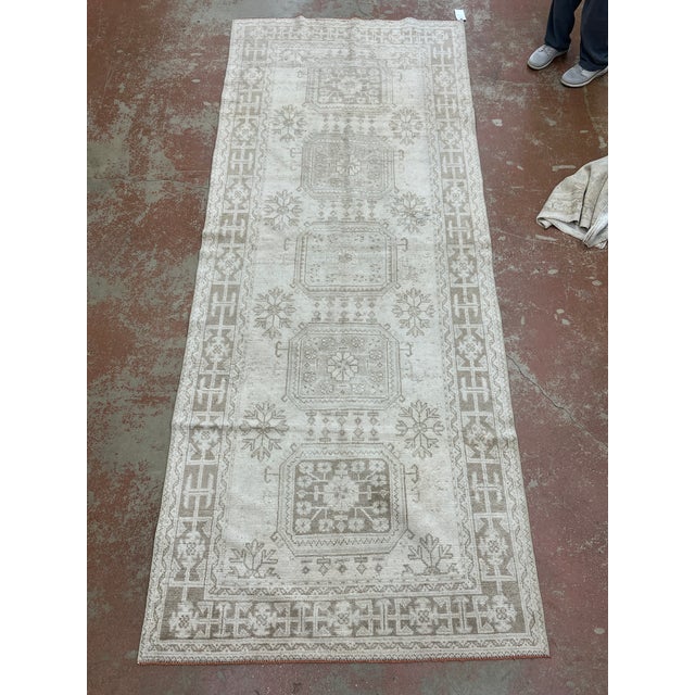Vintage Turkish Hand Knotted Wool Runner 4’5” X 11’ For Sale - Image 4 of 4