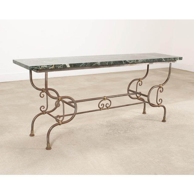 Early 20th Century French Belle Époque Steel Marble Bronze Pâtisserie Table Console For Sale - Image 5 of 18