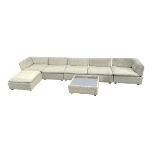 1970s Milo Baughman Inspired Petite Custom Modular Sofa & Ottoman
