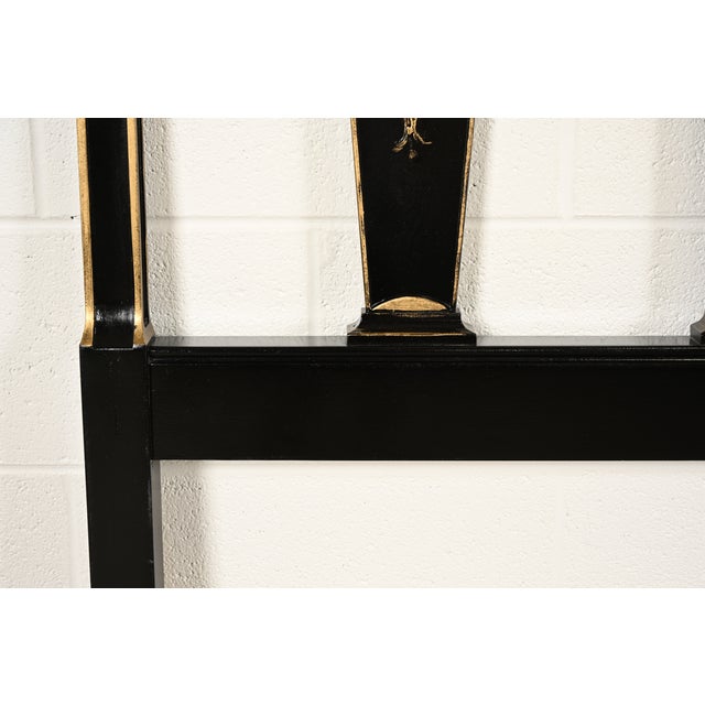 Black John Widdicomb Mid-Century Hollywood Regency Black Lacquered and Gold Gilt King Size Headboard, Circa 1950s For Sale - Image 8 of 12
