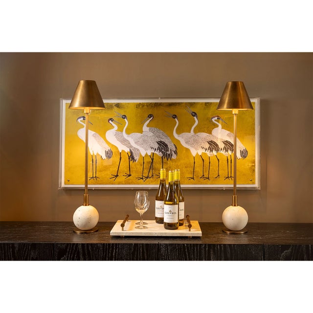 Port 68 Boston Brass/Cream Buffet Lamp, Set of 2 For Sale - Image 4 of 9