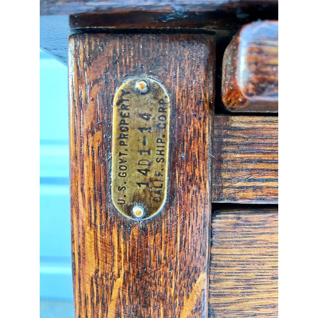 1940's Clemco Us Military Solid Oak Desk For Sale - Image 4 of 13