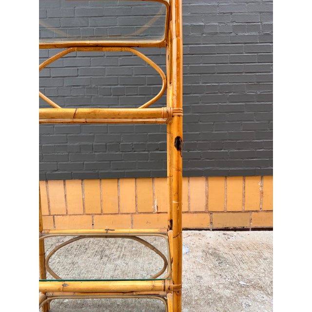 1970s Bamboo, Rattan & Glass Étagère For Sale In Oklahoma City - Image 6 of 8