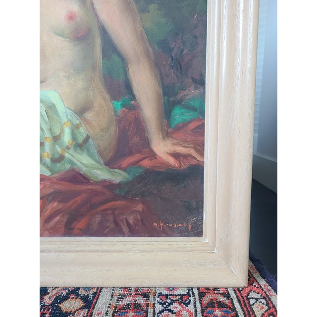 Marcel Krasicky Antique 1920s Oil Painting Nude Portrait of a Woman For Sale - Image 12 of 14