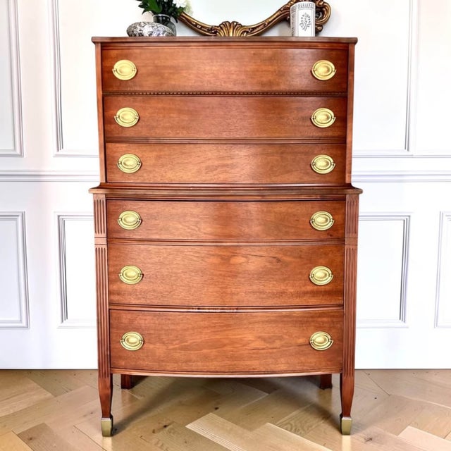 Vintage Federal Revival Mahogany Gentleman’s Chest | Tall Dresser | Tallboy For Sale - Image 11 of 11
