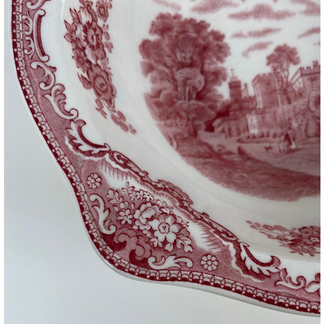 Antique White Early 20th Century Johnson Bros. “Old Britain Castles” Red Transferware Serving Bowl For Sale - Image 8 of 9