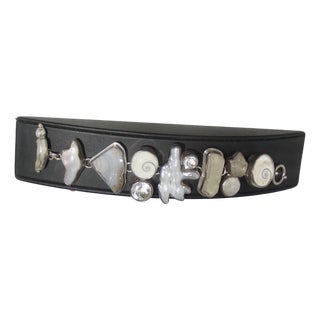 Link Bracelet Signed the Dreamer Pearl,Crystal, Geode For Sale