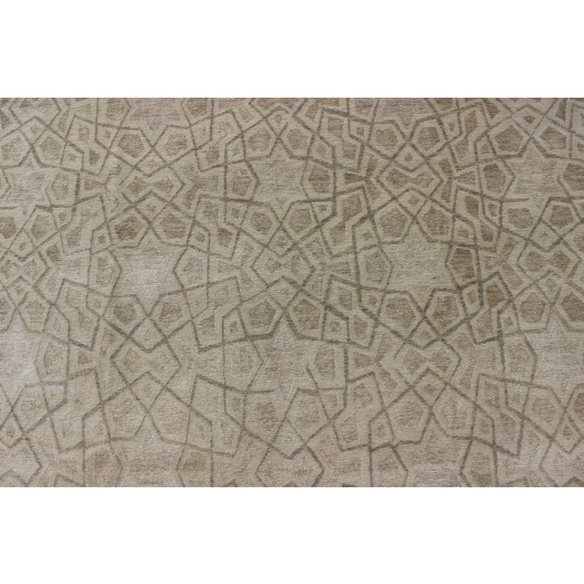 Textile Wool and Silk Tan and Taupe Tibetan Rug by Keivan Woven Arts 8'10 X 11'11 For Sale - Image 7 of 12