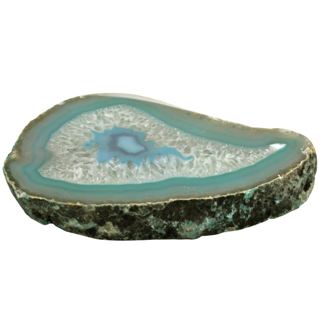 Teal Banded Agate Paper Weight For Sale - Image 4 of 5