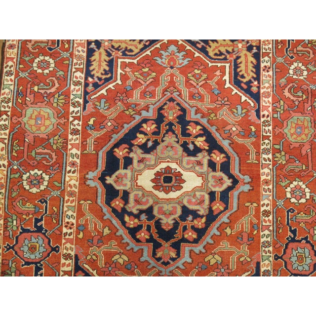 Antique Zabihi Collection Heriz Serapi Accent Size Rug - 4'10" x 6'3" For Sale - Image 4 of 8