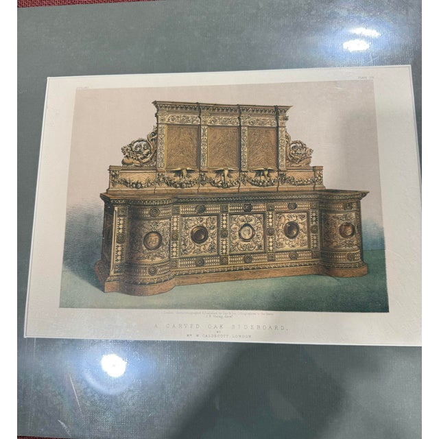 INTERNATIONAL EXHIBITION. A carved oak sideboard. W Caldecott, London 1862 Comes with the information on the back,...