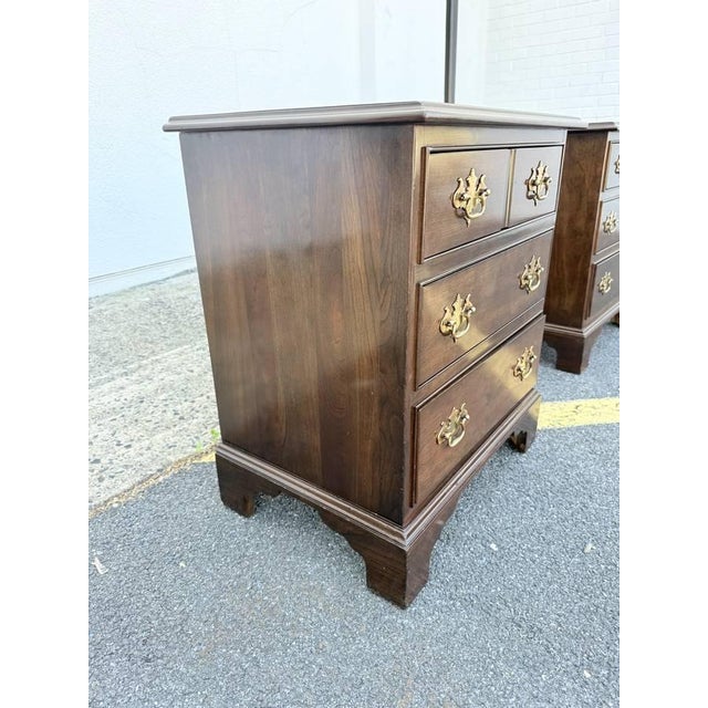 Late 20th Century Pair of Chippendale Style Dark Stained Mahogany Nightstands For Sale - Image 16 of 16