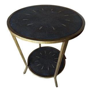 Vintage Reptile Skin and Bronze Finished Accent Table For Sale