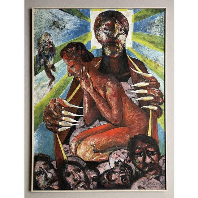 Milan Klimes, 1970s, Oil, Mixed Technique on Cardboard For Sale - Image 3 of 5