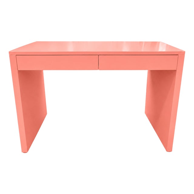 Modern Two-Drawer Desk in Benjamin Moore Polka Dot Pink For Sale