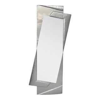 1970s Italian Vintage Post Modern Minimalist Design Aluminum Full Length Mirror For Sale