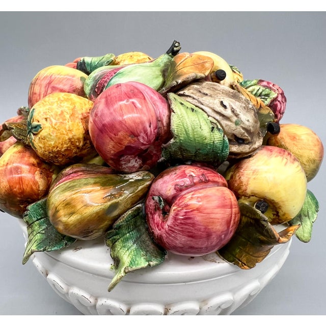 Pink Vintage Italian Ceramic Mixed Fruit Bowl For Sale - Image 8 of 11