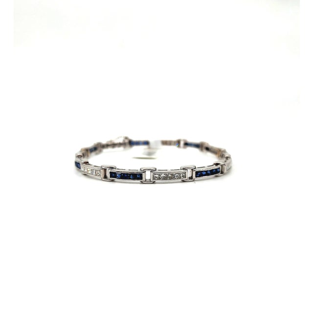 3.75 Ct Natural Sapphire & Diamond Tennis Bracelet For Sale - Image 9 of 9