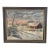 Original Winter Farm Landscape Oil Painting in Carved Wood Frame | Snow Covered Country Scene For Sale