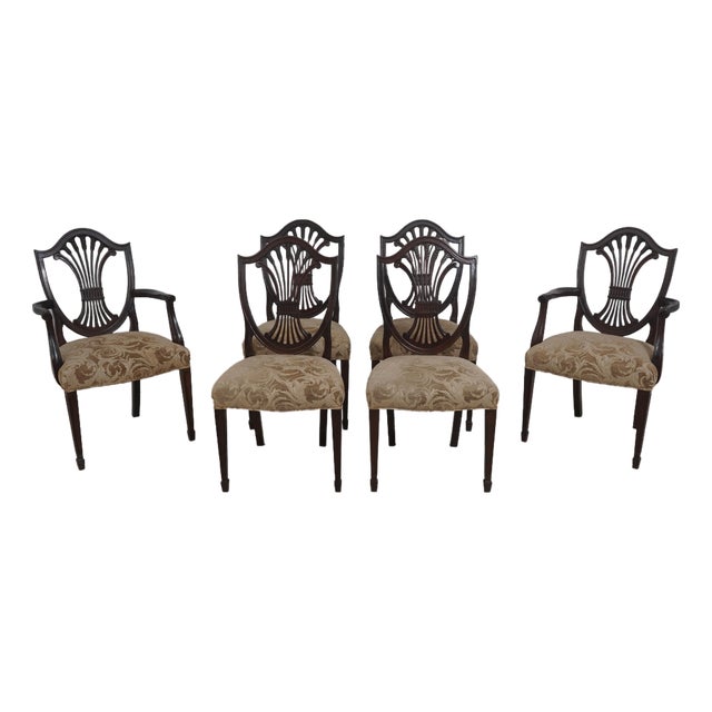 Set of Six Stickley Shield Back Mahogany Dining Room Chairs For Sale