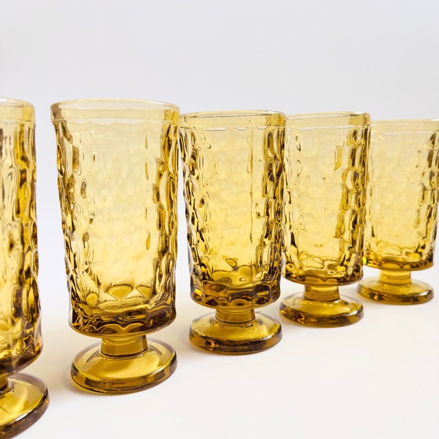 Fostoria Pebble Beach Yellow Water Goblets - Set of 5 For Sale - Image 9 of 9
