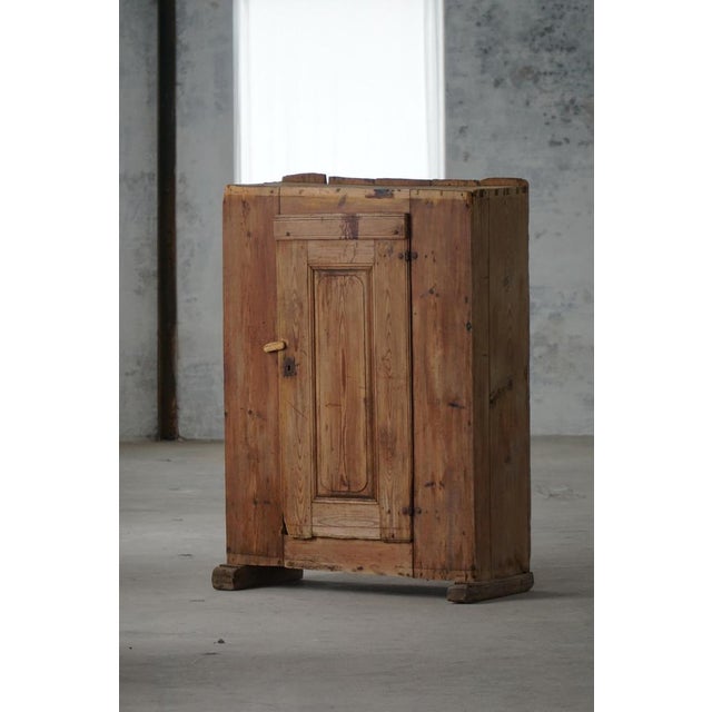 Antique Swedish Primitive Patinated Folk Art Cabinet in Pine, 1700s For Sale - Image 6 of 18
