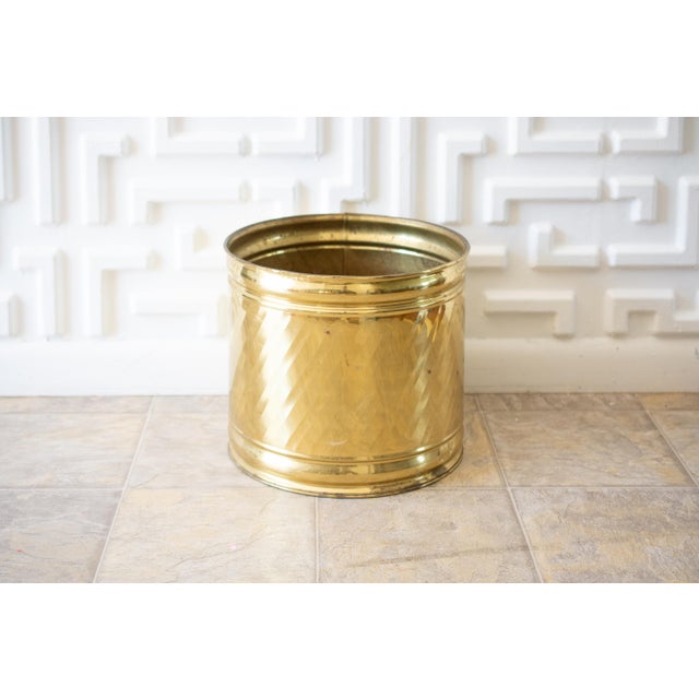 Metal Large Polished Brass Planter For Sale - Image 7 of 7