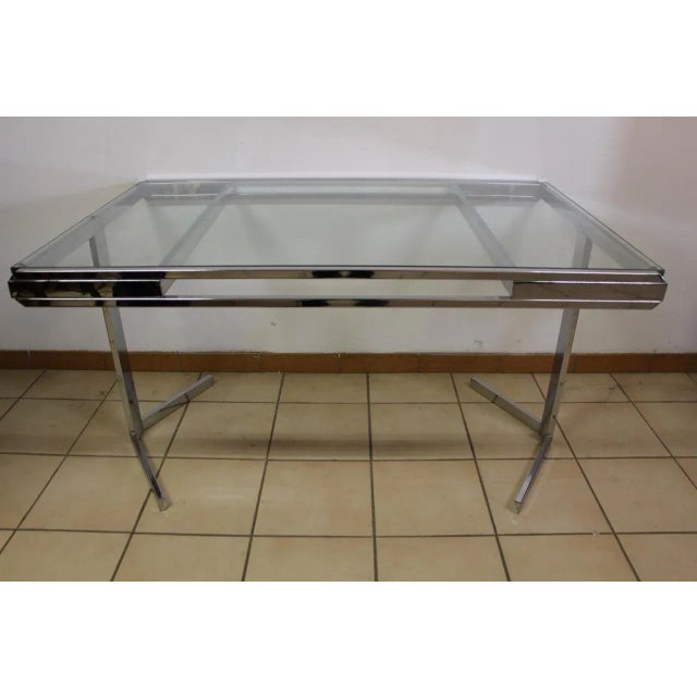 Vintage Nickeled Glass Dining Table For Sale - Image 9 of 9