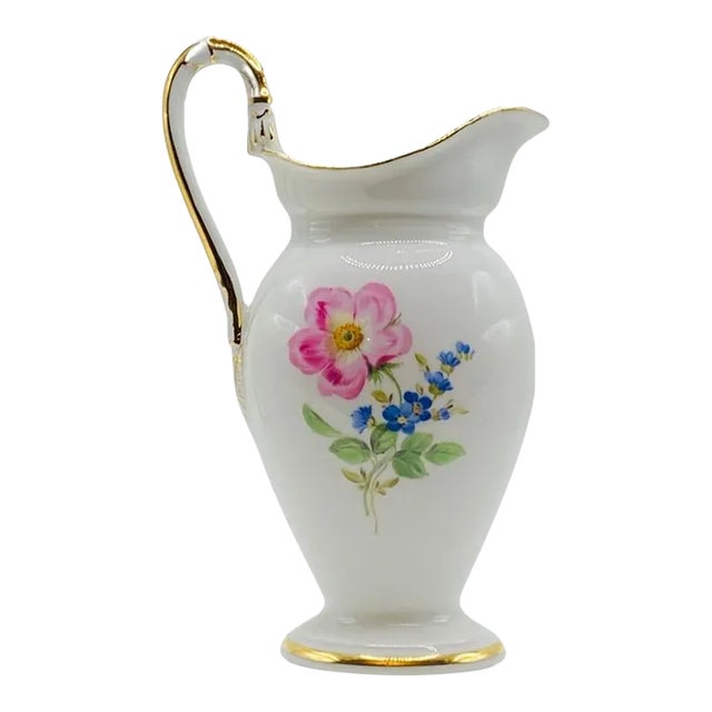 Antique Meissen Gilded Floral Porcelain Creamer For Sale