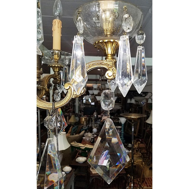 1930s French Bronze Dore' Crystal Chandelier For Sale - Image 14 of 17
