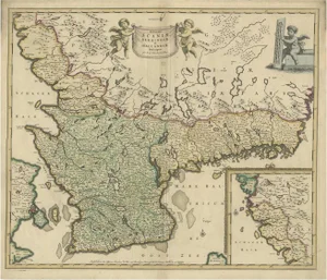 South Sweden Map with Inset of Halmstad by Frederik De Wit, 1680