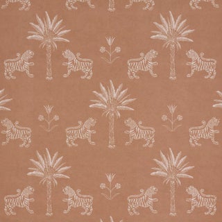 Schumacher Tiger Palm Silhouette Wallcovering In Mediterranean Spice For Sale
