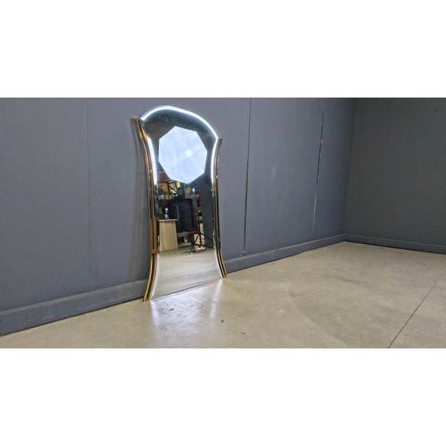 Brown Vintage Brass Mirror, Belgium, 1970s For Sale - Image 8 of 13