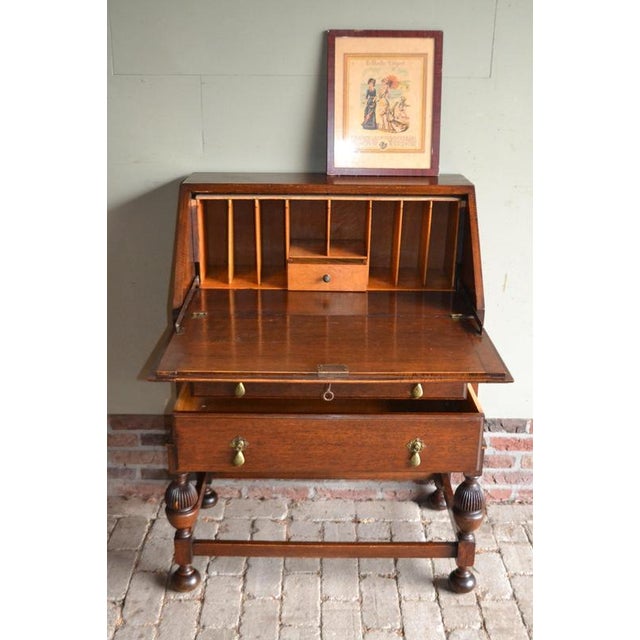 Antique Oak Ladies Secretaire For Sale - Image 12 of 13