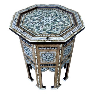 Vintage Moroccan Arabesque Style Octagonal Inlaid Mop Table For Sale