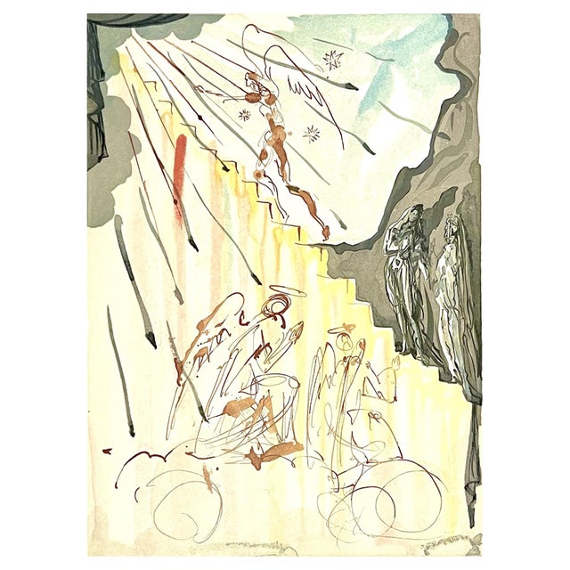Salvador Dali, The Mystic Ladder (Divine Comedy), 1960, Original Woodcut For Sale