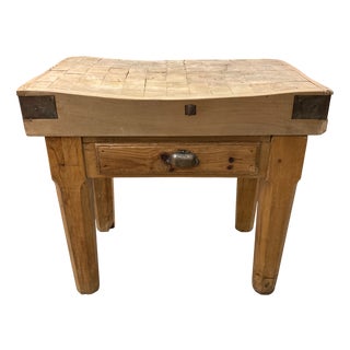 Butchers Block in Beech with Octagonal Legs, 1930s For Sale