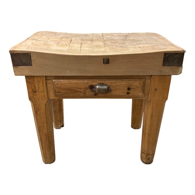 Butchers Block in Beech with Octagonal Legs, 1930s For Sale