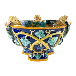 Early 20th Century Italian Majolica Faience Centerpiece Punchbowl