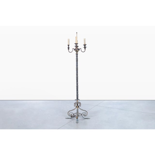 Metal Antique 19th Century French Gothic Revival Bronze Candelabra Floor Lamp For Sale - Image 7 of 12